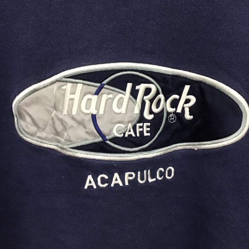 ハードロックカフェ HARD ROCK CAFE トレーナー 長袖 長袖トレーナー スウェット クルーネック プルオーバー ロゴ、文字 紺 / ネイビー /  メンズ USED 古着 中古 10148189