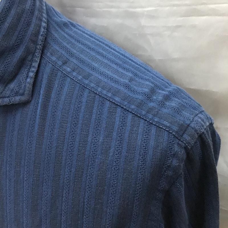 シップス SHIPS シャツ、ブラウス 七分袖 111-32-0021 L ストライプ 紺 / ネイビー /  メンズ USED 古着 中古 10117195