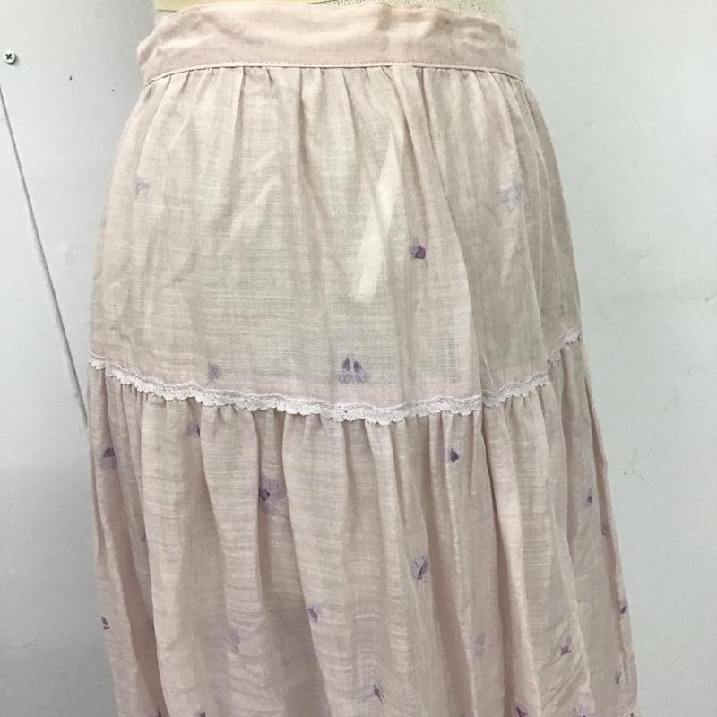 インゲボルグ INGEBORG スカート ロングスカート P029QFS11 コットン ティアードスカート フロントボタン S 花柄 桃 / ピンク /  レディース USED 古着 中古 10108602