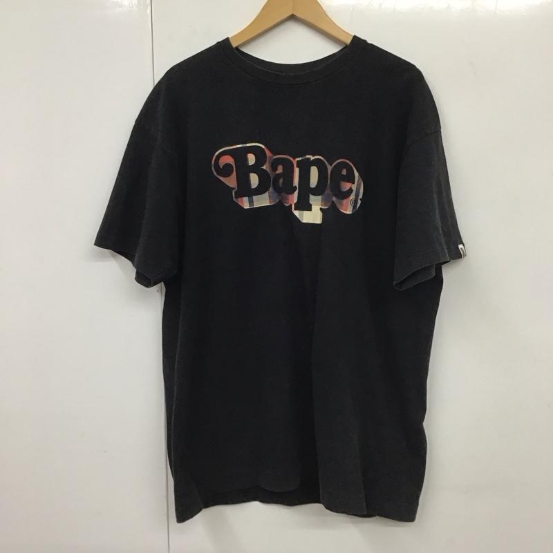 ベイプ BAPE Tシャツ 半袖 半袖カットソー プリントTシャツ クルーネックカットソー XL ロゴ、文字 黒 / ブラック /  メンズ USED 古着 中古 10131407