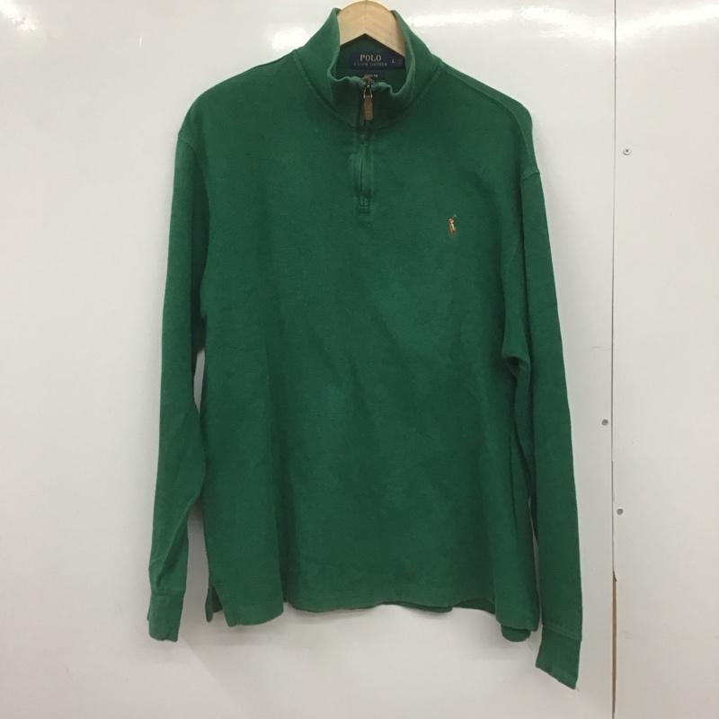 ポロラルフローレン POLO RALPH LAUREN トレーナー 長袖 長袖トレーナー ジップアップネック スタンドカラー L ロゴ、文字 緑 / グリーン /  メンズ USED 古着 中古 10147986