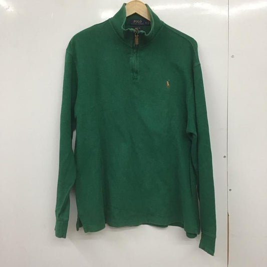 ポロラルフローレン POLO RALPH LAUREN トレーナー 長袖 長袖トレーナー ジップアップネック スタンドカラー L ロゴ、文字 緑 / グリーン /  メンズ USED 古着 中古 10147986