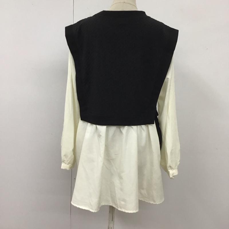 オリーブデオリーブ OLIVE des OLIVE カットソー 長袖 220540 レイヤード風 M 無地 黒 / ブラック / X 白 / ホワイト /  レディース USED 古着 中古 10117226