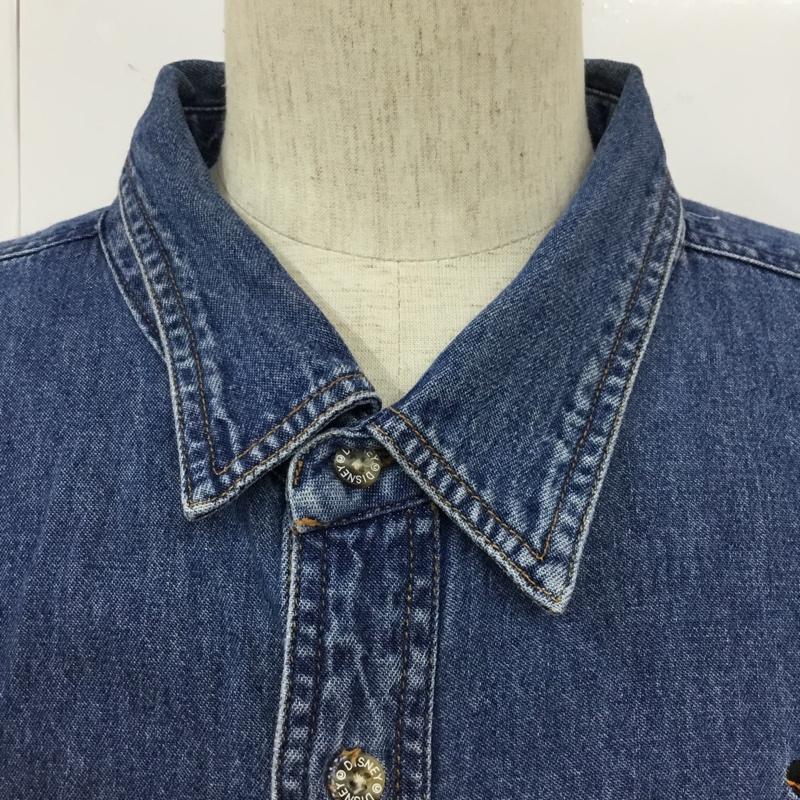 ディズニー Disney シャツ、ブラウス 長袖 デニムシャツ プーさん 無地 水色 / ライトブルー /  メンズ USED 古着 中古 10109927