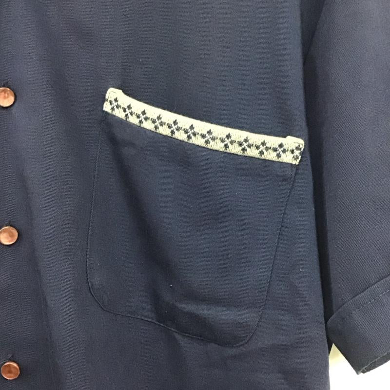 ケニントン KENNINGTON シャツ、ブラウス 半袖 半袖シャツ 無地シャツ ポケットシャツ 70s M 無地 紺 / ネイビー /  メンズ USED 古着 中古 10130336