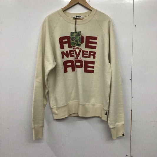 アベイシングエイプ A BATHING APE トレーナー 長袖 長袖トレーナー スウェット クルーネック プルオーバー L ロゴ、文字 アイボリー / アイボリー /  メンズ USED 古着 中古 10138780