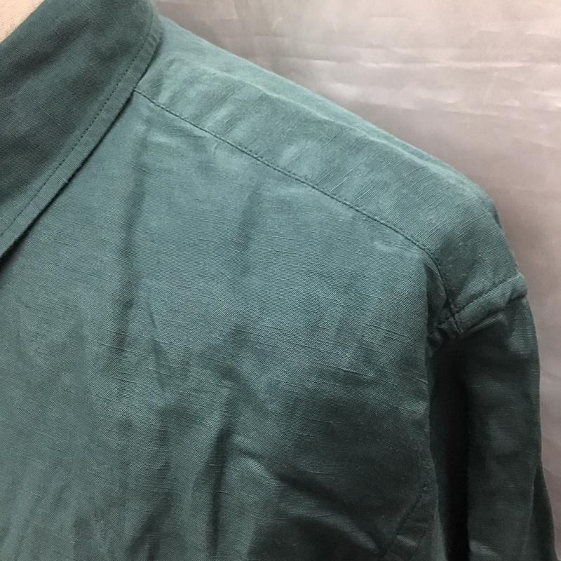 インヘリット INHERIT シャツ、ブラウス 長袖 20-050-720-6015-1-0 BELGIAN LINEN BLEND レギュラーシャツ XL 無地 緑 / グリーン /  メンズ USED 古着 中古 10121019