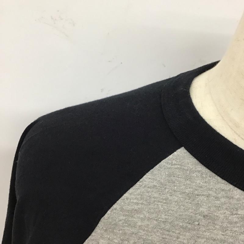 ラッツ RATS カットソー 七分袖 ラグラン クルーネックカットソー 七分丈Tシャツ S ロゴ、文字 黒 / ブラック / X 灰 / グレー /  メンズ USED 古着 中古 10114711