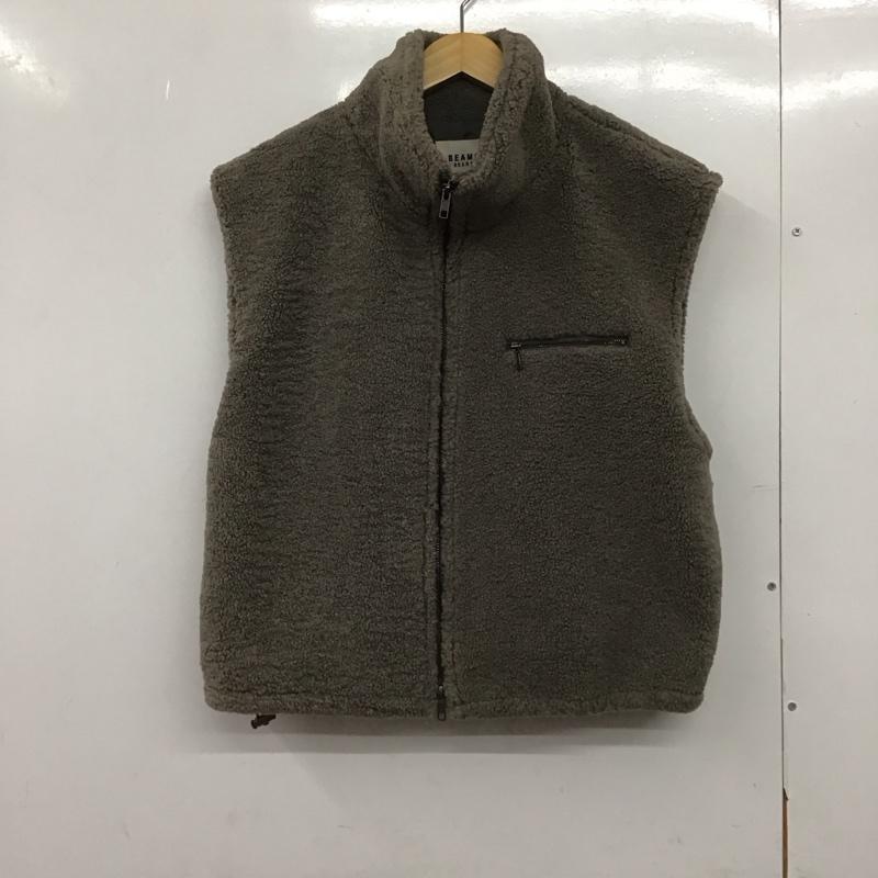 ビームス ハート BEAMS HEART ベスト ベスト ジップアップベスト フリースベスト ノースリーブ スタンドカラー 無地 灰 / グレー /  レディース USED 古着 中古 10145105