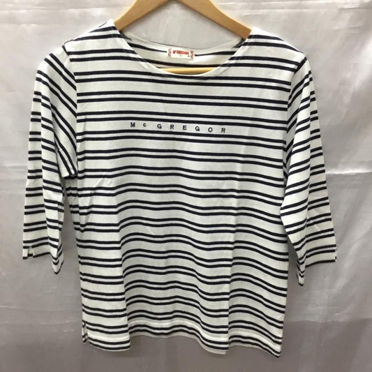 マックレガー McGREGOR カットソー 七分袖 七分丈カットソー クルーネックカットソー プリントTシャツ L ボーダー柄 白 / ホワイト / X 紺 / ネイビー /  レディース USED 古着 中古 10113391