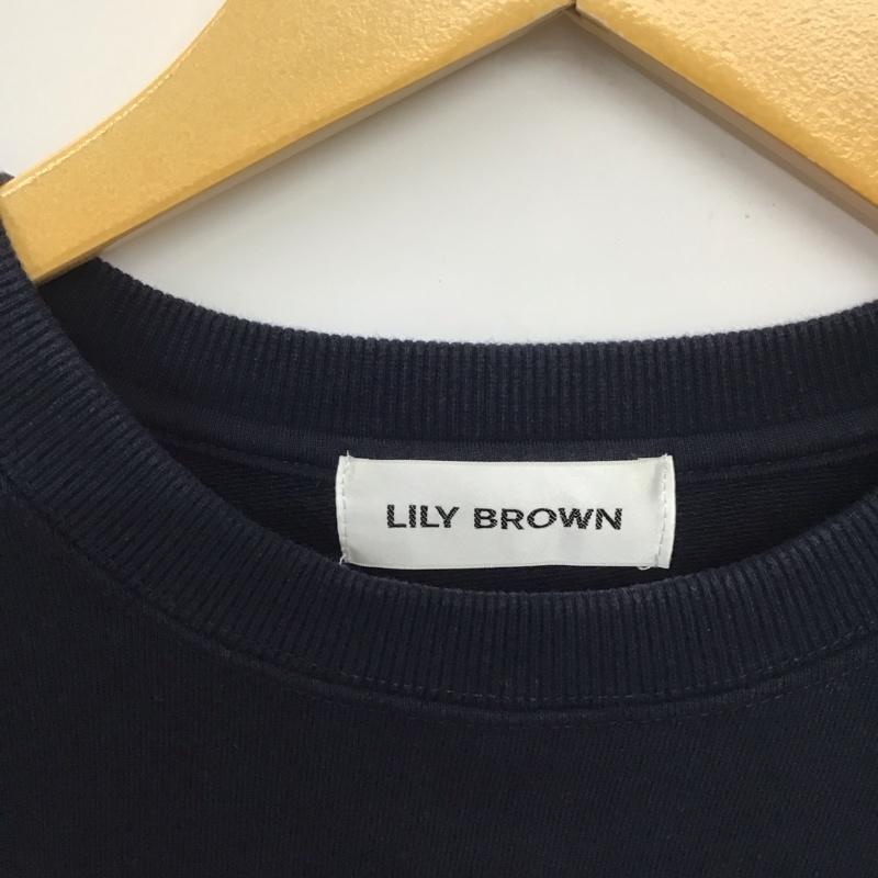リリー ブラウン Lily Brown トレーナー 長袖 長袖トレーナー スウェット クルーネック プルオーバー ロゴ、文字 紺 / ネイビー /  メンズ USED 古着 中古 10132656
