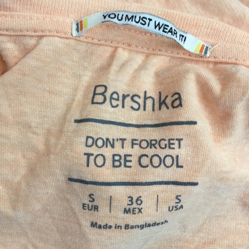 ベルシュカ Bershka Tシャツ 半袖 Vネック プリントTシャツ S 無地 X プリント 橙 / オレンジ /  メンズ USED 古着 中古 10046458