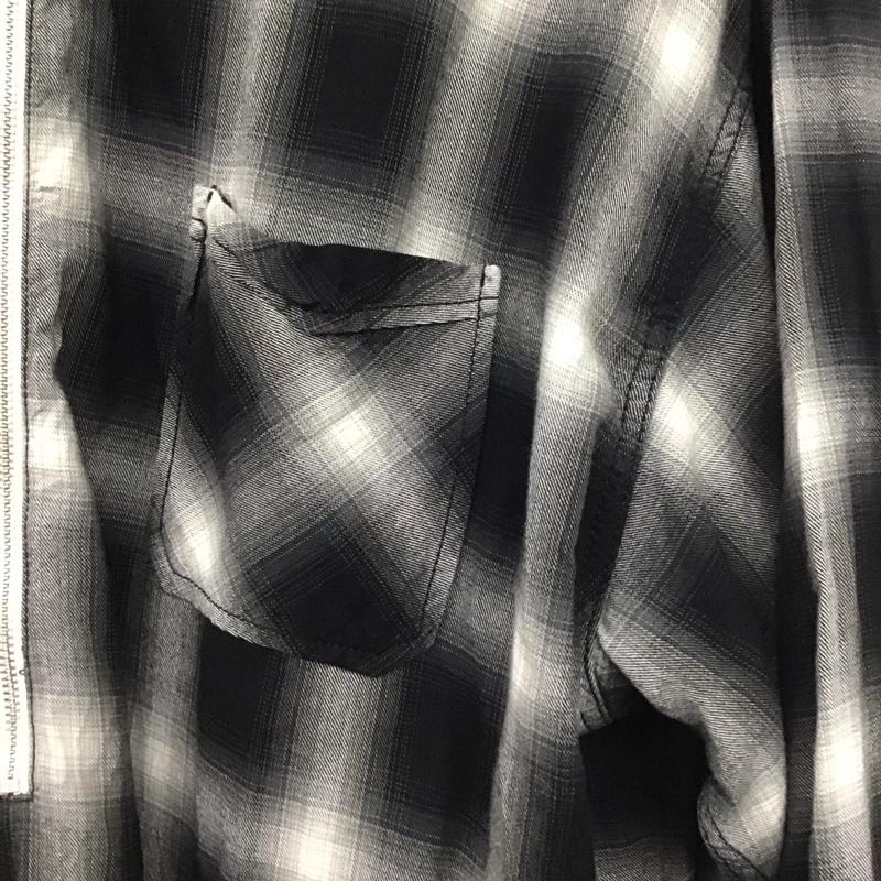 ヒンソン HINSON シャツ、ブラウス 長袖 長袖シャツ チェックシャツ カラーシャツ ジップアップシャツ M チェック 黒 / ブラック / X 白 / ホワイト / X 灰 / グレー /  メンズ USED 古着 中古 10148960