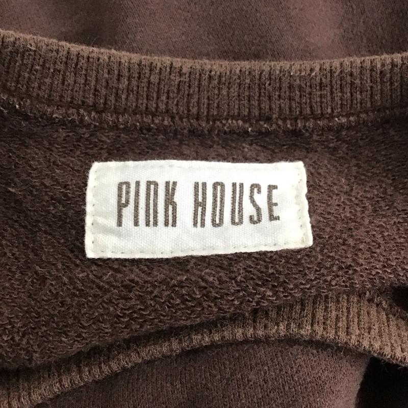 ピンクハウス PINK HOUSE トレーナー 長袖 長袖トレーナー スウェット クルーネック リブスウェットカットソー プリント 茶 / ブラウン /  レディース USED 古着 中古 10117317