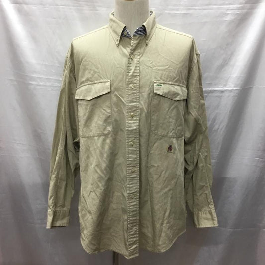トミーヒルフィガー TOMMY HILFIGER シャツ、ブラウス 長袖 長袖シャツ カラーシャツ ポケットシャツ 長袖カットソー L ロゴ、文字 ベージュ / ベージュ /  メンズ USED 古着 中古 10115765