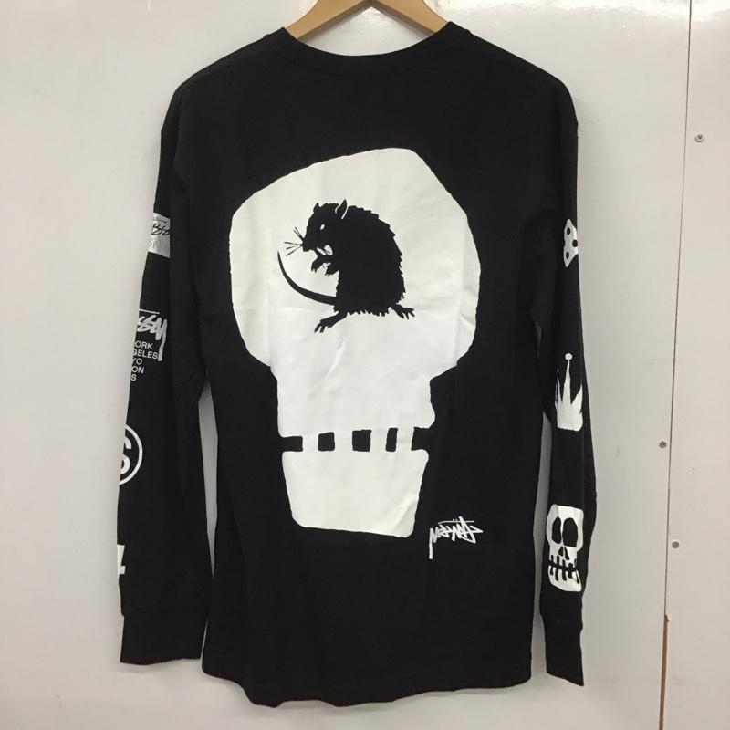 ステューシー STUSSY カットソー 長袖 長袖カットソー プリントカットソー クルーネック M ロゴ、文字 黒 / ブラック /  メンズ USED 古着 中古 10135910