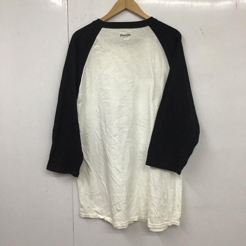 エロスティカ EROSTiKA カットソー 長袖 長袖カットソー プリントカットソー クルーネック ラグラン champion XL プリント 白 / ホワイト / X 黒 / ブラック /  メンズ USED 古着 中古 10134654