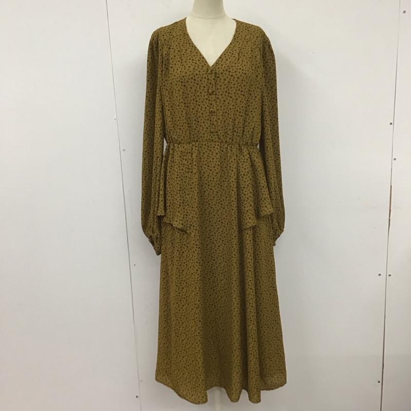 スライ SLY ワンピース ロングスカート 030BA433-4290 DARK MOSS LONG OP 長袖 タグ付き 1 総柄 マスタード / マスタード /  レディース USED 古着 中古 10112250