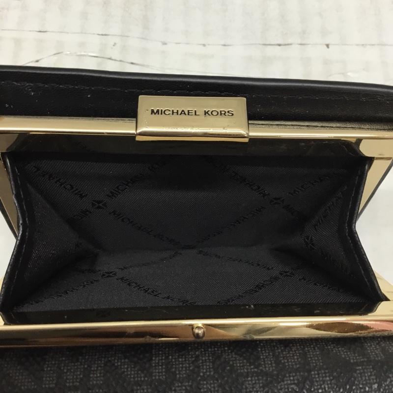 マイケルコース MICHAEL KORS 財布 コンパクト財布 35T2GTVE2B ミニ財布 がま口 総柄 黒 / ブラック /  レディース USED 古着 中古 10119574