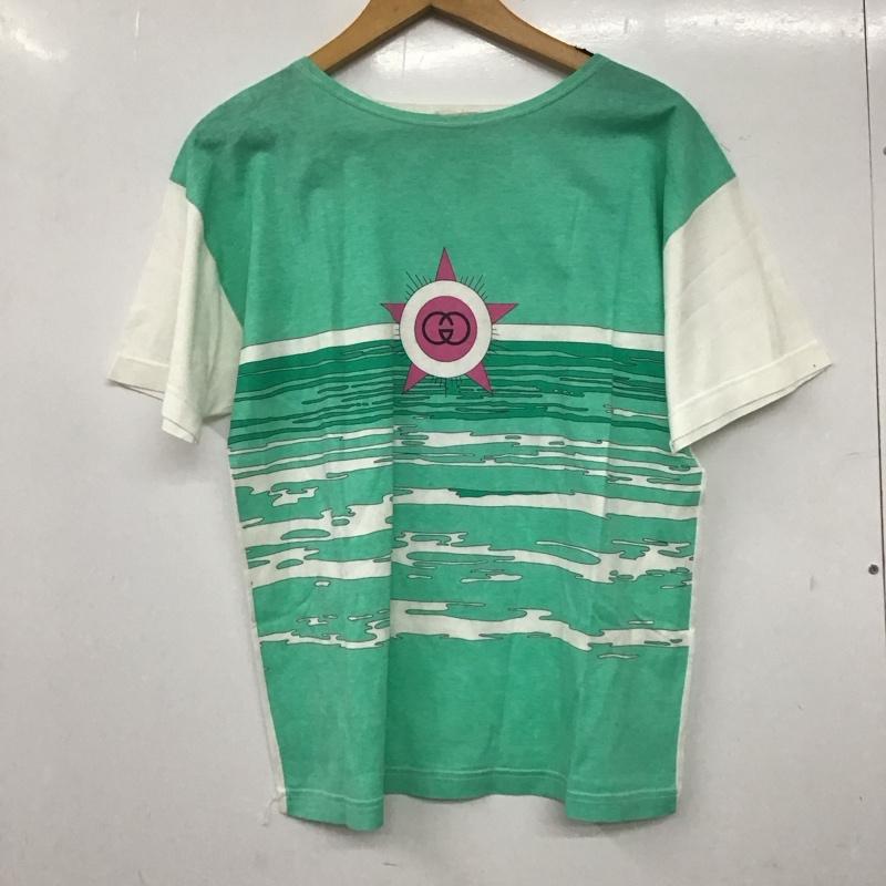 グッチ GUCCI Tシャツ 半袖 クルーネック S ロゴ、文字 白 / ホワイト / X 緑 / グリーン /  レディース USED 古着 中古 10139153