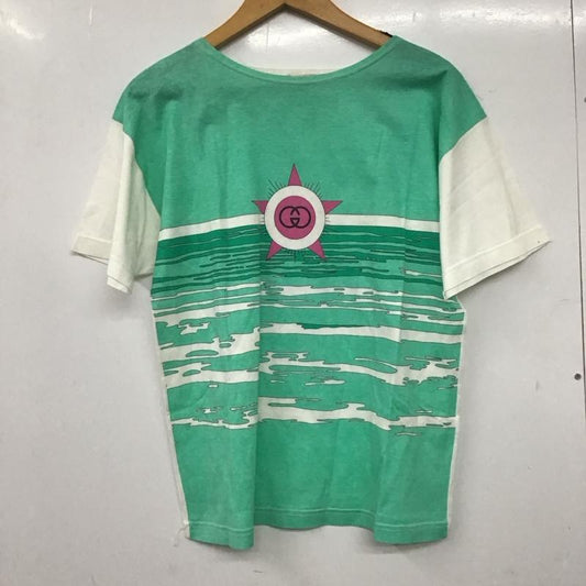 グッチ GUCCI Tシャツ 半袖 クルーネック S ロゴ、文字 白 / ホワイト / X 緑 / グリーン /  レディース USED 古着 中古 10139153