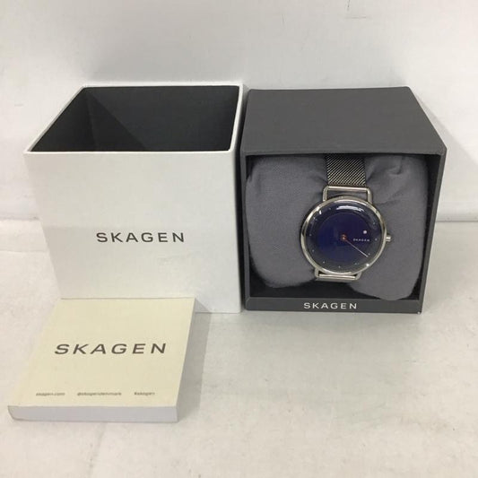スカーゲン SKAGEN 腕時計 アナログ（クォーツ式） SKW2738 箱有 ロゴ、文字 銀 / シルバー / X 紺 / ネイビー /  レディース USED 古着 中古 10134352