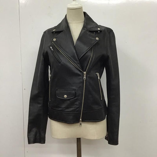 グリーンレーベルリラクシング green label relaxing ジャケット、上着 ライダース 3625-199-1175 KC SHEEPレザー ラムレザー レザージャケット 36 無地 黒 / ブラック /  レディース USED 古着 中古 10117387