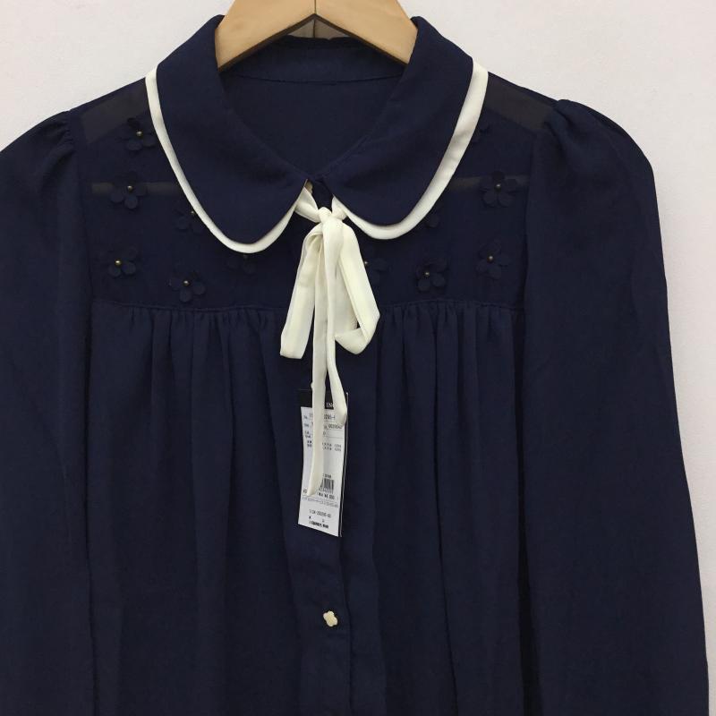 イング INGNI シャツ、ブラウス 長袖 M 花柄 紺 / ネイビー / X 白 / ホワイト /  レディース USED 古着 中古 10141844