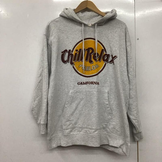 チラックス Chillax パーカー 長袖 234OO2PK029CL プルオーバー フーディ FREE ロゴ、文字 灰 / グレー /  レディース USED 古着 中古 10144002
