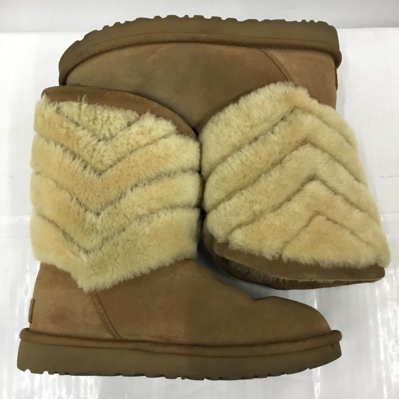 アグ UGG ブーツ 一般 1012391 TANIA シープスキンファー ヘリンボーン 24cm 箱有 24.0cm 無地 ベージュ / ベージュ /  レディース USED 古着 中古 10105886