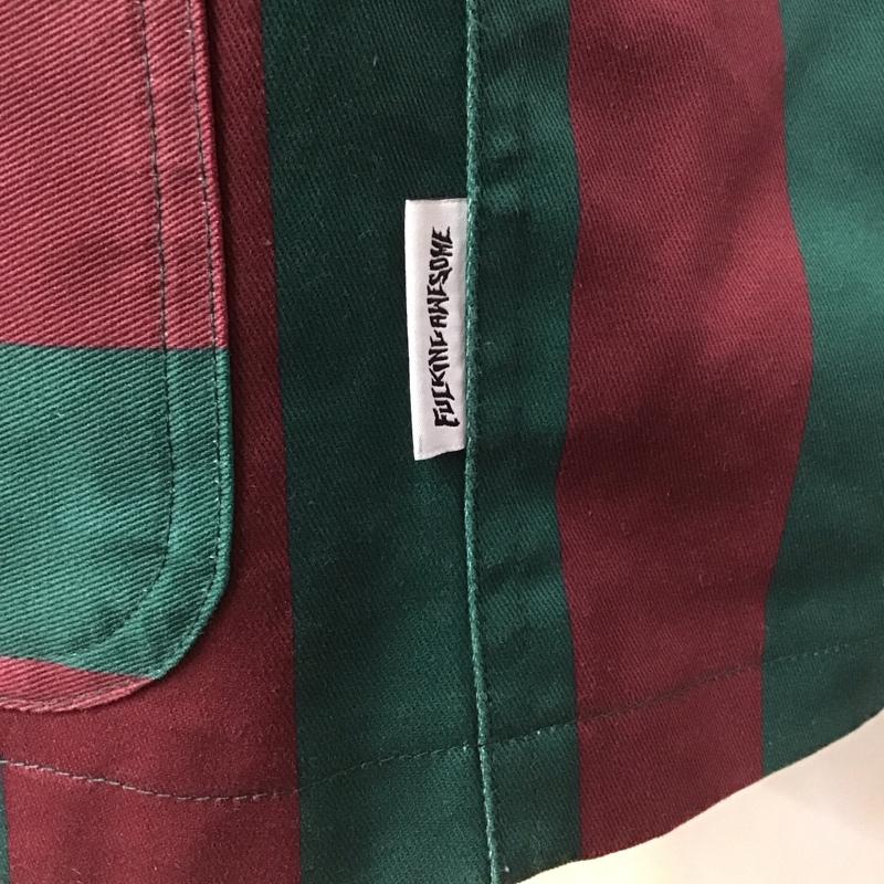 ファッキンオーサム FUCKING AWESOME ジャケット、上着 ジャケット、ブレザー カジュアルジャケット アウター ストライプジャケット L ストライプ 緑 / グリーン / X えんじ / ワインレッド /  メンズ USED 古着 中古 10111674