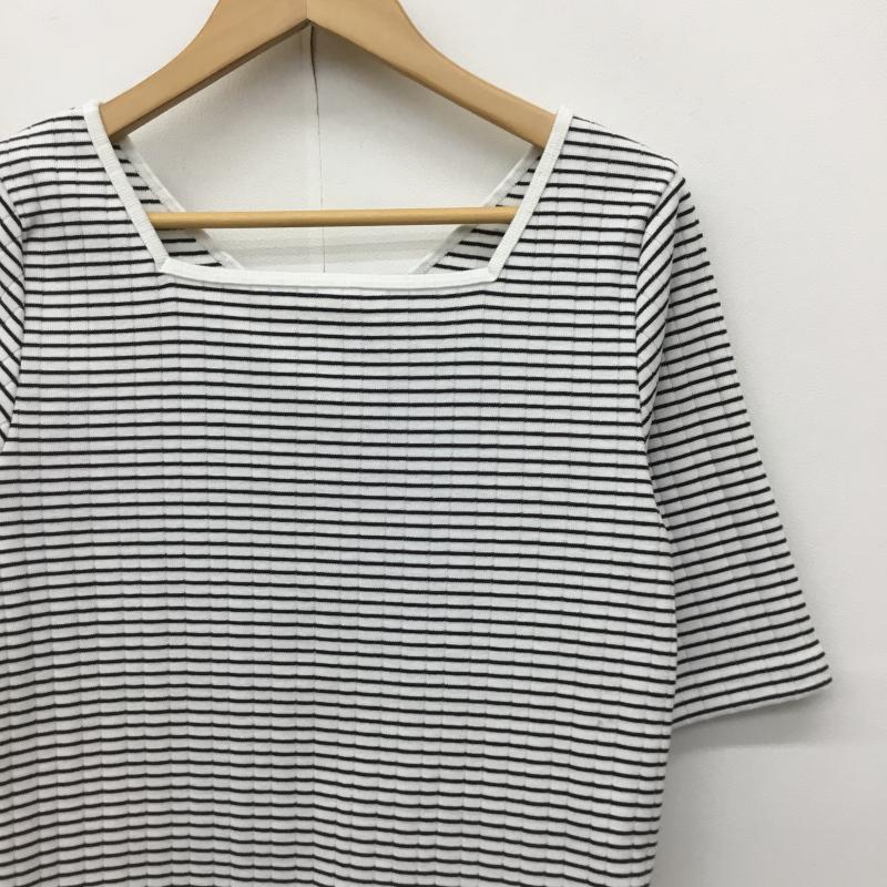 アズールバイマウジー AZUL BY MOUSSY カットソー 七分袖 L ボーダー柄 黒 / ブラック / X 白 / ホワイト /  レディース USED 古着 中古 10137603