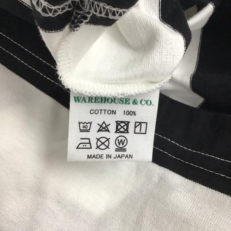 ウエアハウス WAREHOUSE カットソー 長袖 長袖カットソー プリントカットソー クルーネック ボーダー 40 ボーダー柄 白 / ホワイト / X 黒 / ブラック /  メンズ USED 古着 中古 10130487