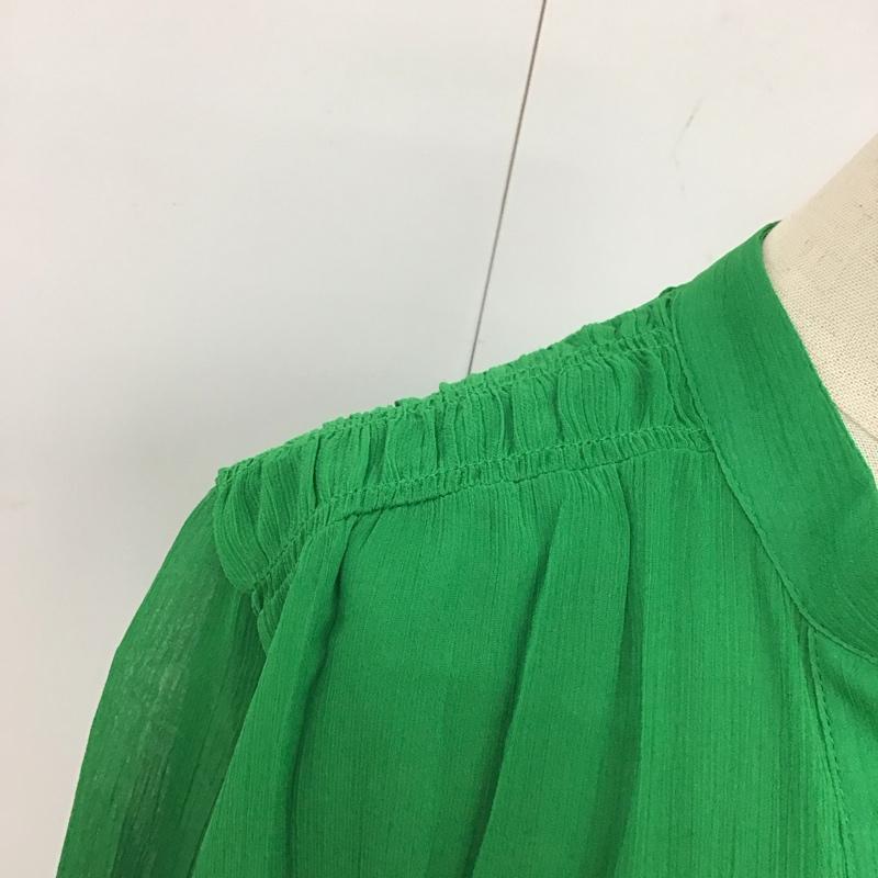 ザラ ZARA ワンピース ロングスカート 半袖ワンピース ロングワンピース Vネック フレアスカート 前開きワンピース M 無地 緑 / グリーン /  レディース USED 古着 中古 10117406