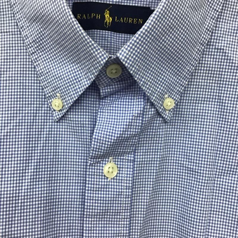 ラルフローレン RALPHLAUREN シャツ、ブラウス 長袖 長袖シャツ チェックシャツ カラーシャツ ボタンダウンシャツ L チェック 白 / ホワイト / X 水色 / ライトブルー /  メンズ USED 古着 中古 10130755