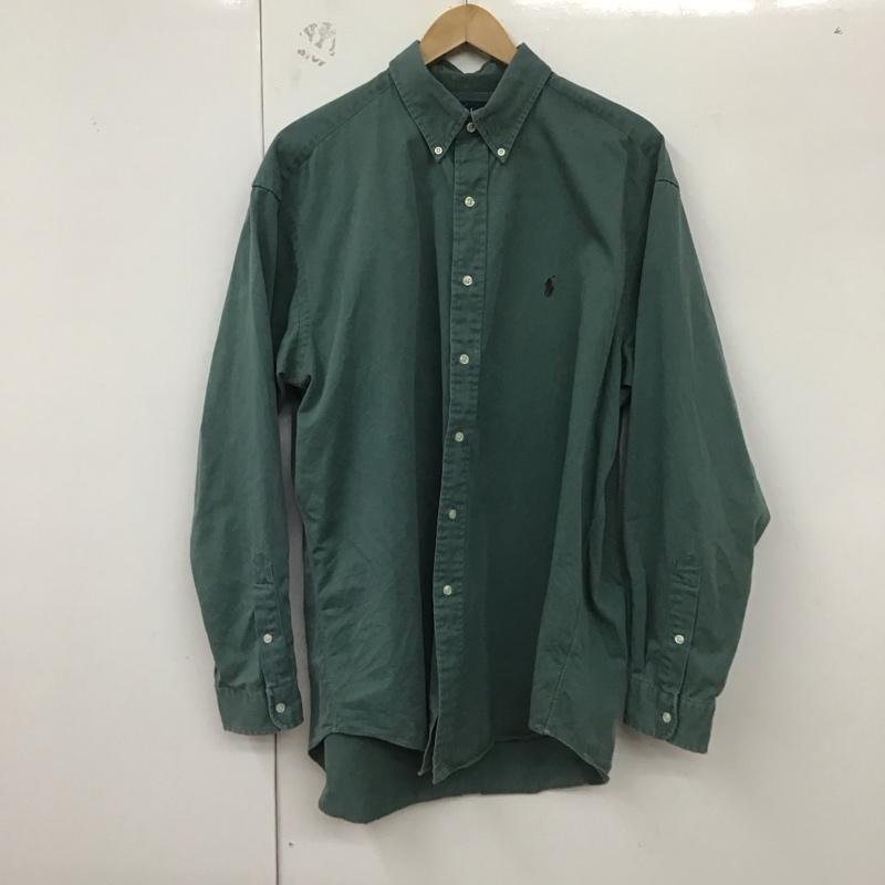 ラルフローレン RALPHLAUREN シャツ、ブラウス 長袖 長袖シャツ 無地シャツ カラーシャツ ボタンダウンシャツ L ロゴ、文字 緑 / グリーン /  メンズ USED 古着 中古 10129028