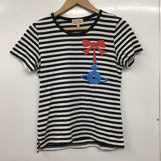ヴィヴィアン ウエストウッド レッドレーベル Vivienne Westwood red label Tシャツ 半袖 半袖カットソー ボーダーTシャツ クルーネックカットソー 3 ボーダー柄 白 / ホワイト / X 紺 / ネイビー /  レディース USED 古着 中古 10135444