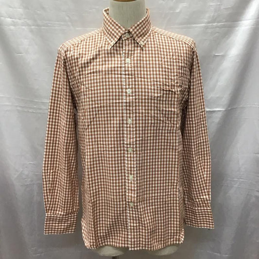 エディーバウアー Eddie Bauer シャツ、ブラウス 長袖 ボタンダウン S チェック 白 / ホワイト / X 茶 / ブラウン /  メンズ USED 古着 中古 10117022