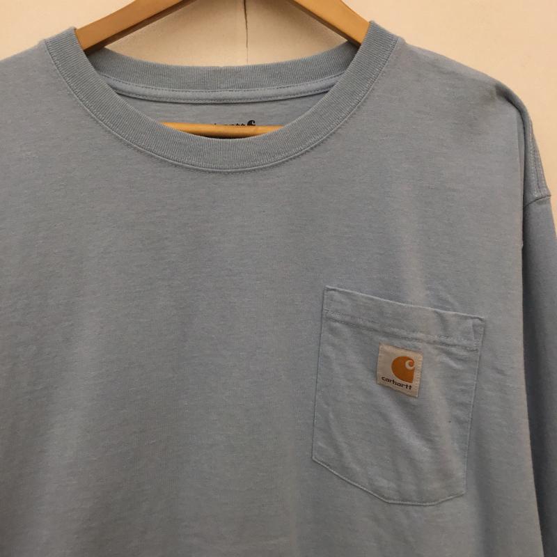 カーハート Carhartt カットソー 長袖 XL ロゴ、文字 水色 / ライトブルー /  メンズ USED 古着 中古 10145813
