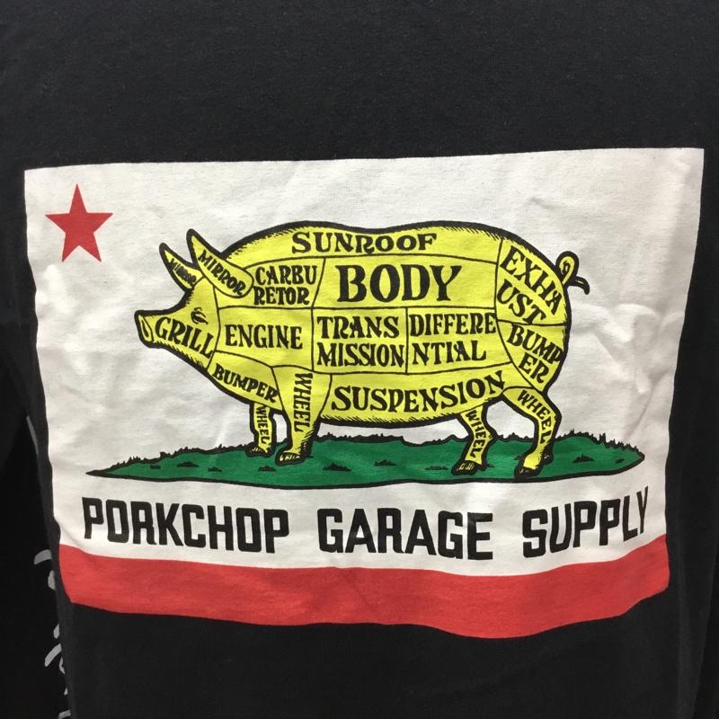 ポークチョップガレージサプライ PORKCHOP GARAGE SUPPLY カットソー 長袖 長袖カットソー クルーネックカットソー ロングスリーブカットソー プリントTシャツ M プリント 黒 / ブラック /  メンズ USED 古着 中古 10122381