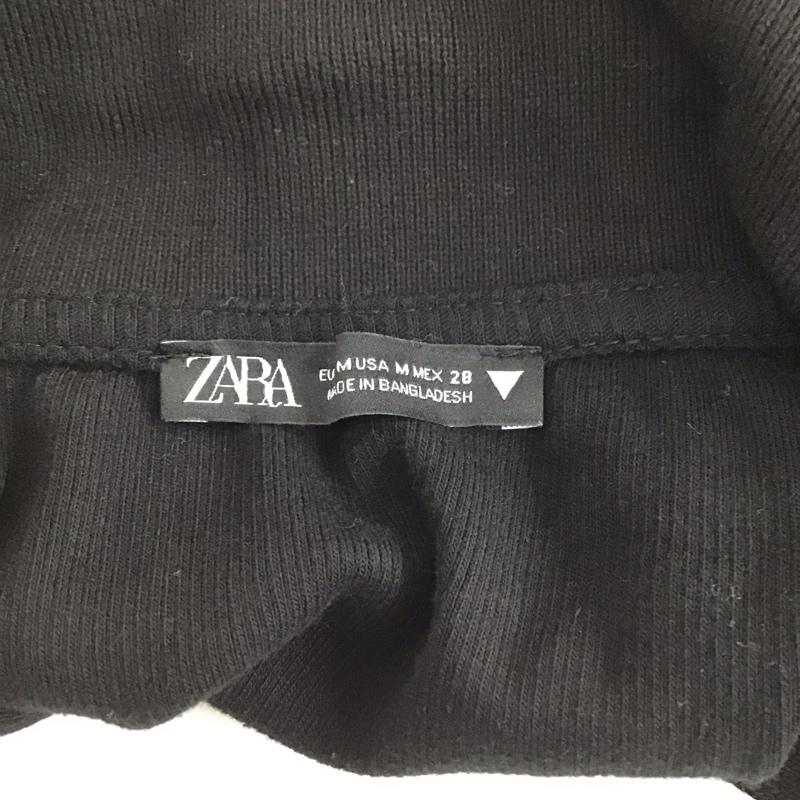 ザラ ZARA カットソー 半袖 1660 318 800 リブ クロップド丈 スキッパー ポロシャツ M 無地 黒 / ブラック /  レディース USED 古着 中古 10109661