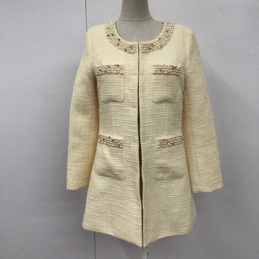 エミリアウィズ Emiria wiz ジャケット、上着 ジャケット、ブレザー ノーカラー ビシュー S  アイボリー / アイボリー /  レディース USED 古着 中古 10109597
