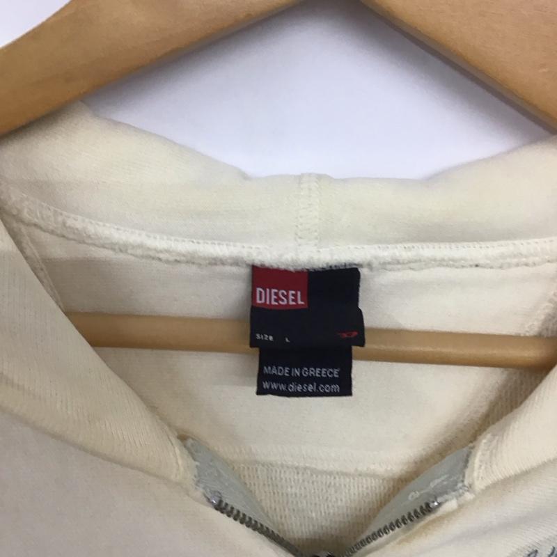 ディーゼル DIESEL パーカー 長袖 長袖パーカー ジップアップパーカー スウェット L 刺繍 オフホワイト / オフホワイト /  メンズ USED 古着 中古 10144615