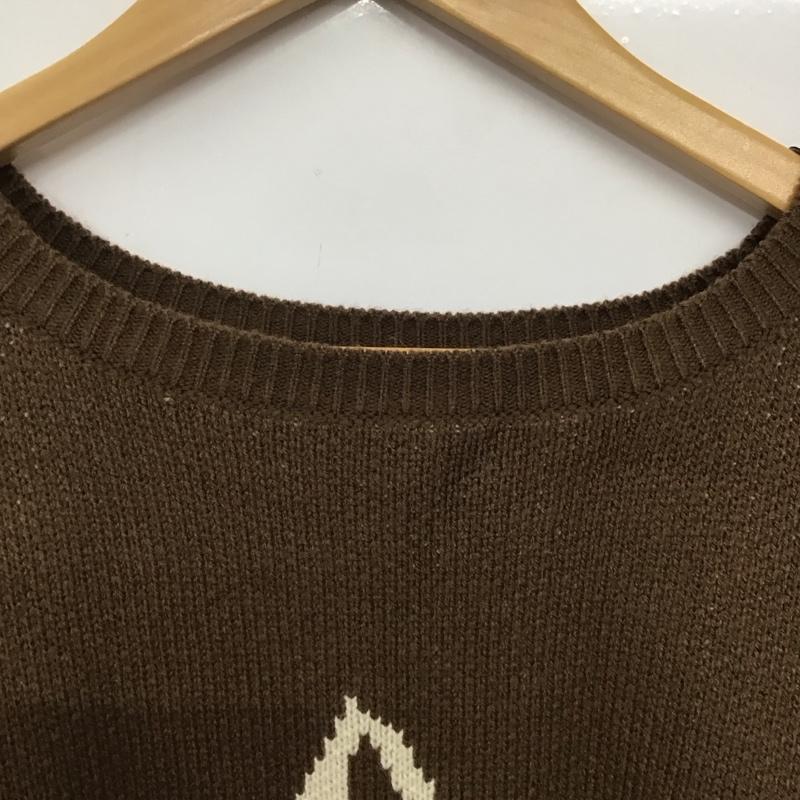 キャンプセブン CAMP7 ニット、セーター 長袖 長袖ニットカットソー クルーネック セーター M ロゴ、文字 茶 / ブラウン /  レディース USED 古着 中古 10145479