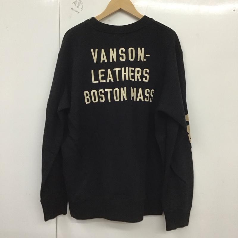 ヴァンソン VANSON トレーナー 長袖 スウェット バックロゴ 胸ポケット L 刺繍 黒 / ブラック /  メンズ USED 古着 中古 10129123