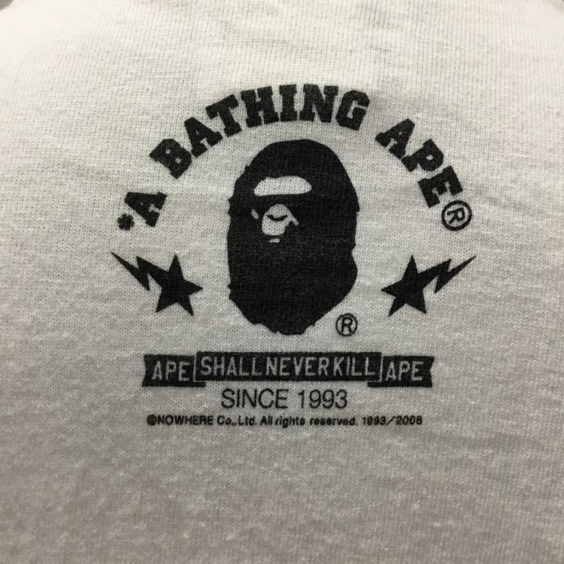 アベイシングエイプ A BATHING APE Tシャツ 半袖 半袖カットソー プリントTシャツ クルーネックカットソー L ロゴ、文字 白 / ホワイト /  メンズ USED 古着 中古 10121577