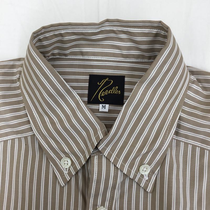 ニードルス Needles シャツ、ブラウス 長袖 ストライプシャツ　PU256 M ストライプ 茶 / ブラウン /  メンズ USED 古着 中古 10127271