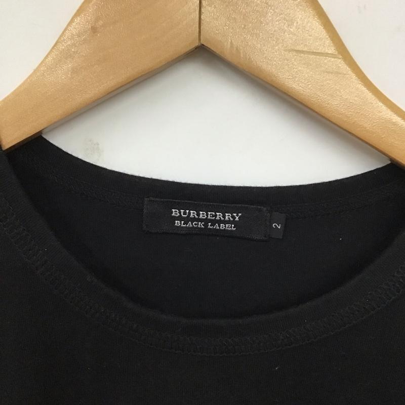 バーバリーブラックレーベル BURBERRY BLACK LABEL カットソー 長袖 長袖カットソー プリントカットソー クルーネック 2 ロゴ、文字 黒 / ブラック /  メンズ USED 古着 中古 10128646