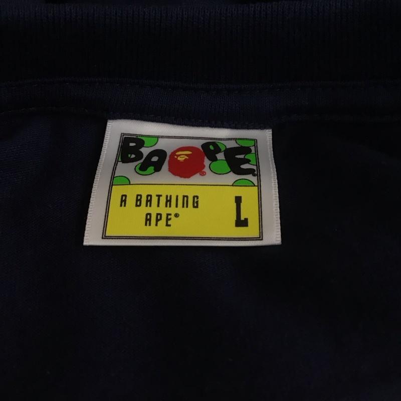 ベイプ BAPE Tシャツ 半袖 半袖カットソー プリントTシャツ クルーネックカットソー BBC L ロゴ、文字 紺 / ネイビー /  メンズ USED 古着 中古 10111943
