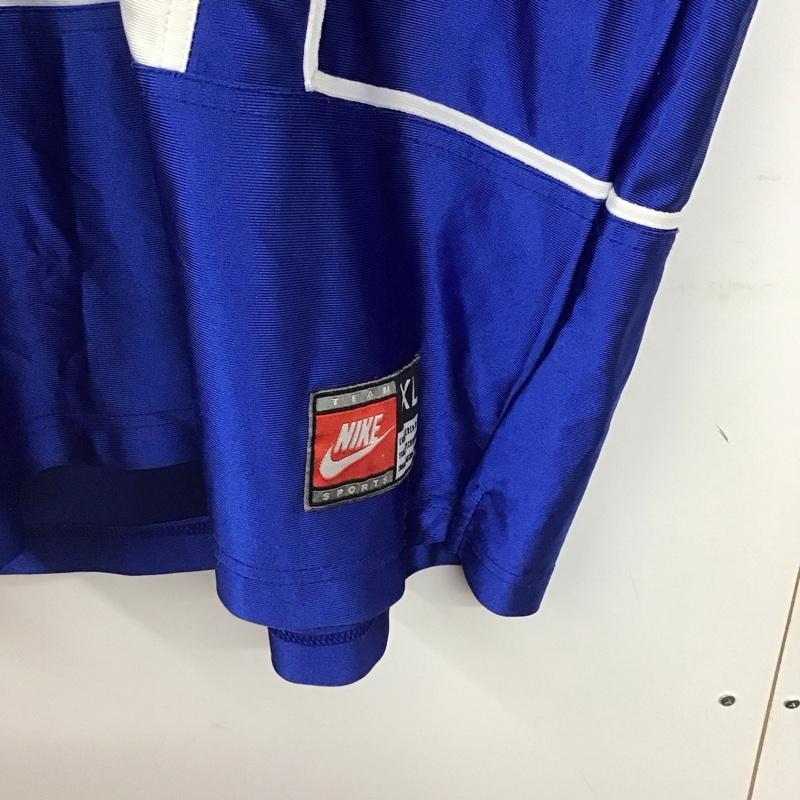 ナイキ NIKE カットソー 半袖 半袖カットソー ヘンリーネック スポーツウェア 90s XL ロゴ、文字 青 / ブルー / X 灰 / グレー /  メンズ USED 古着 中古 10141859